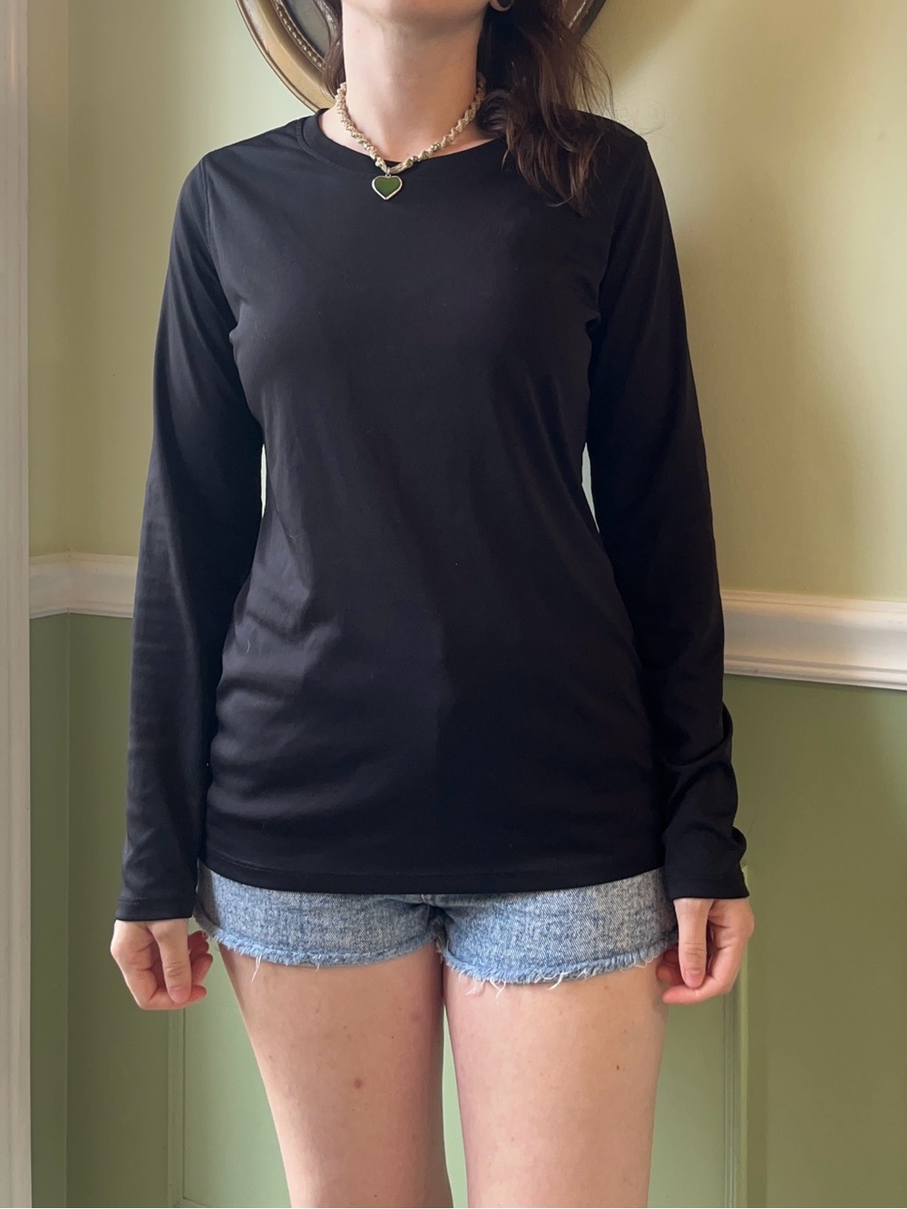 Black athletic long sleeve top